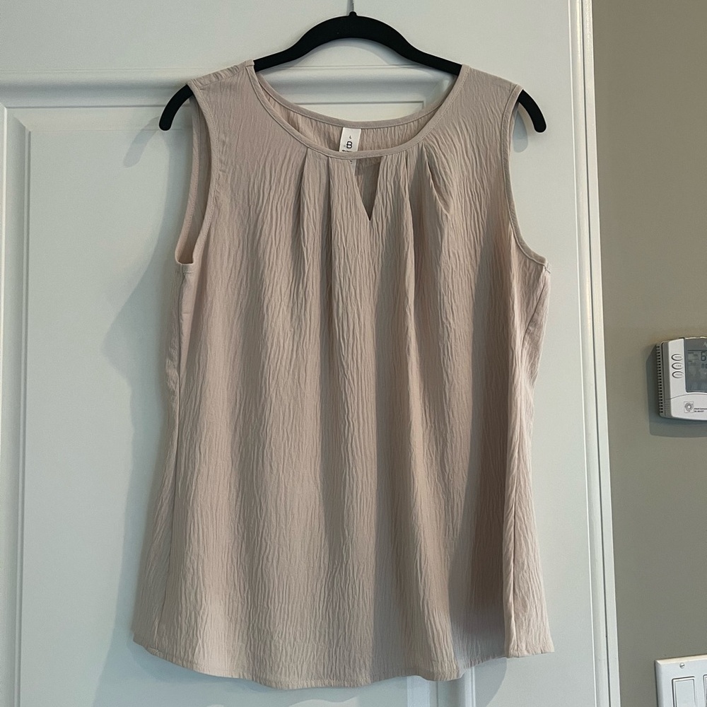Tan Pleated Relaxed Blouse